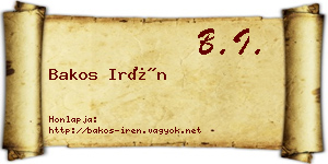 Bakos Irén névjegykártya